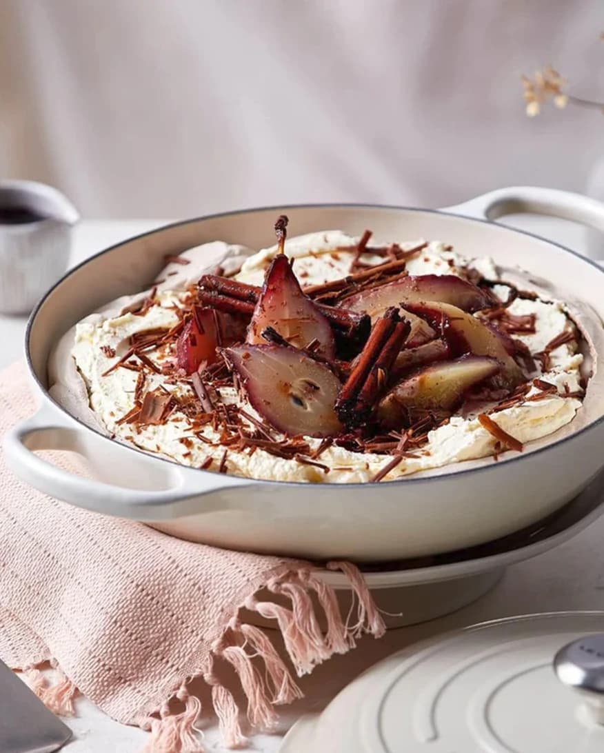 A pudding in Le Creuset Meringue shallow casserole