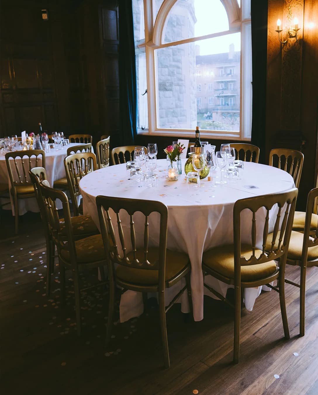 Wedding tables inside the wedding venue, Kingswood House
