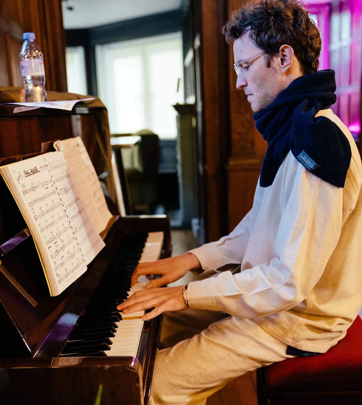 James Maloney plays piano at the wedding