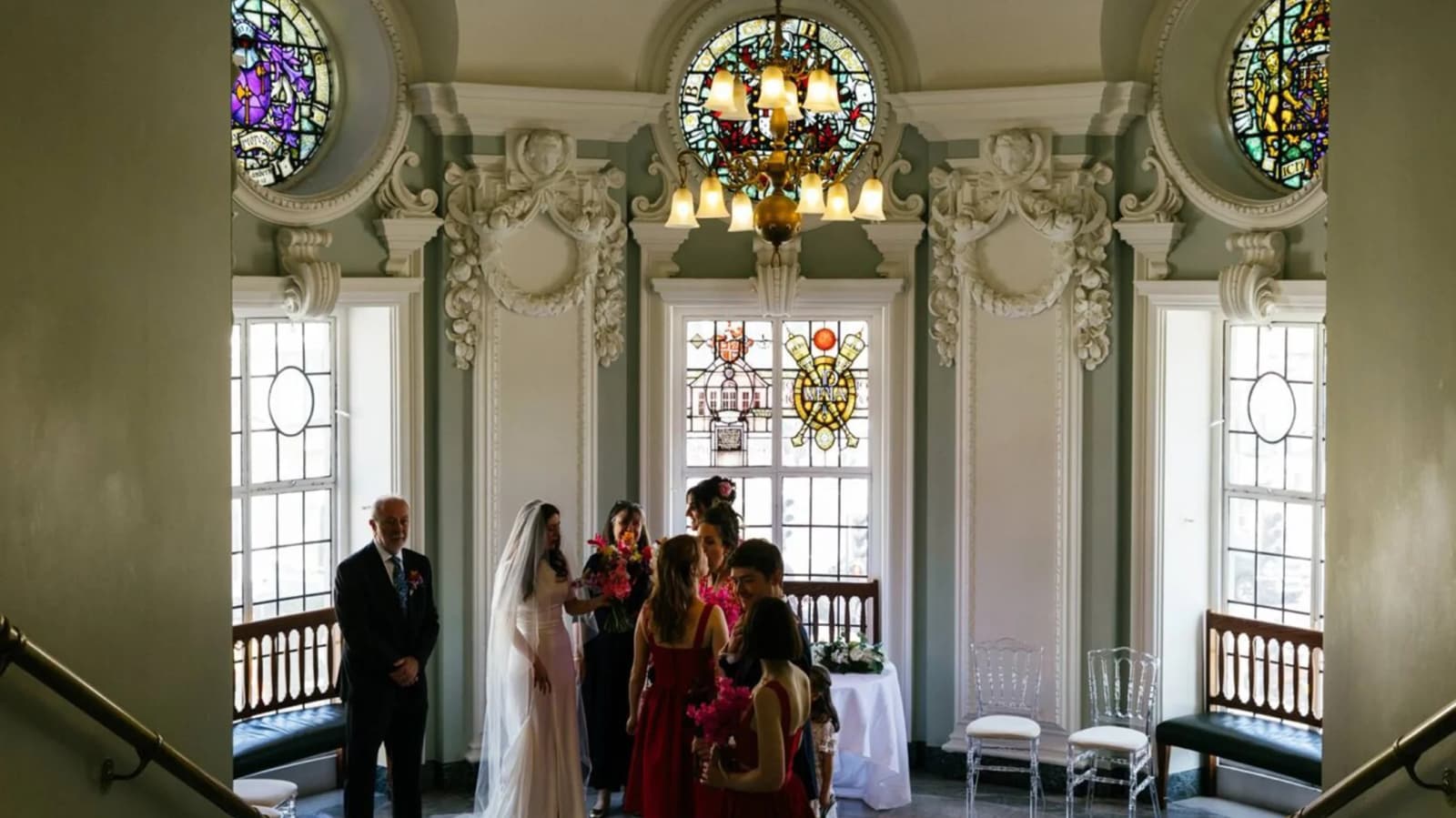 Weddin party waits for wedding ceremony at Lambeth Town Hall