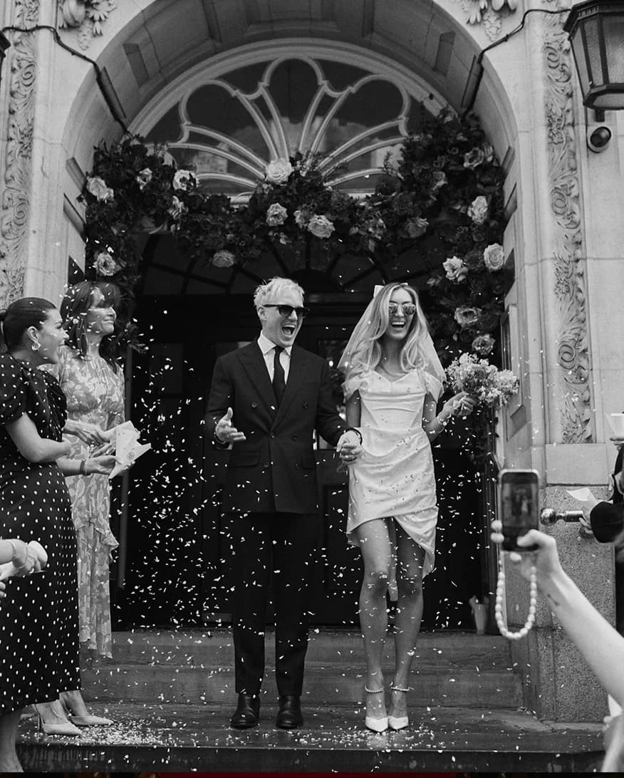 Sophie Habboo & Jamie Laing leave Old Chelsea Town Hall after their wedding ceremony