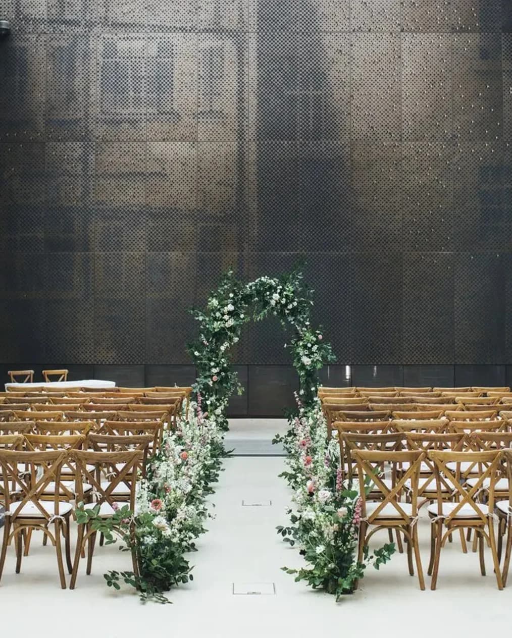Wedding aisle décor at the Hackney Town Hall