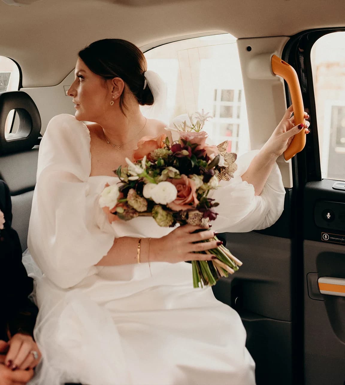Bride in cab
