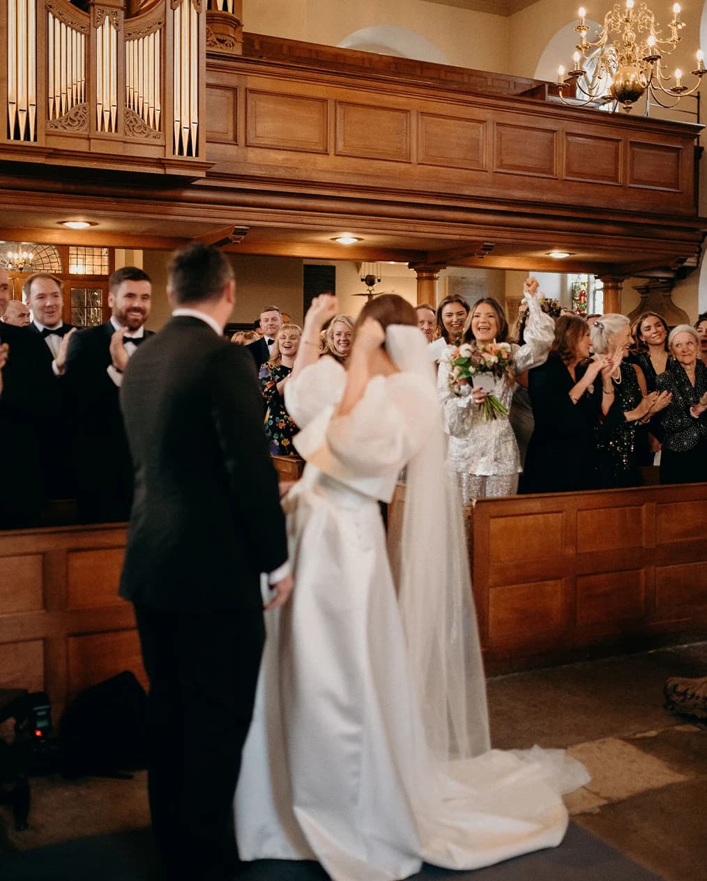 Bride and groom during church wedding ceremony
