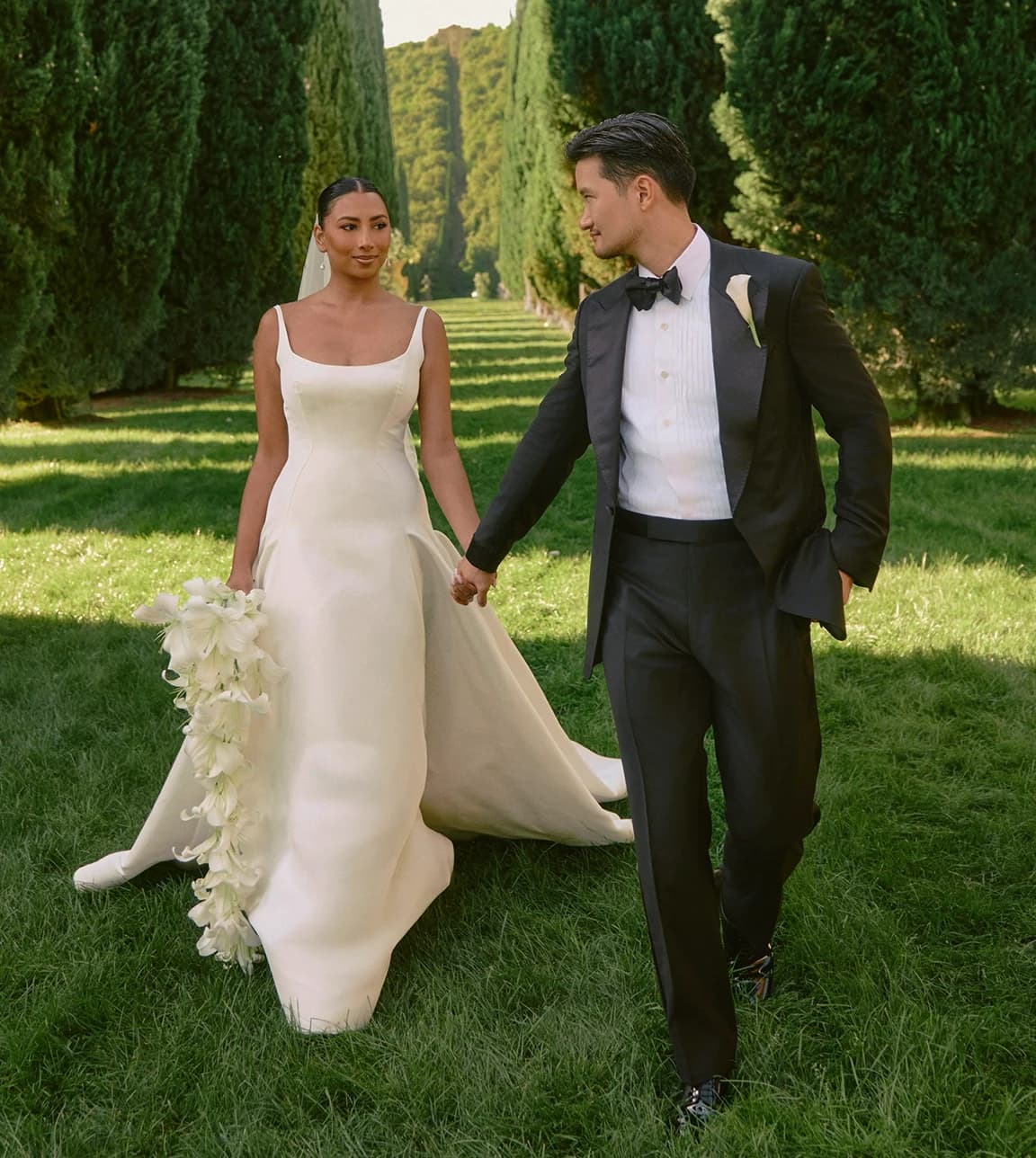 Noorie Ana and Trieu walk through the gardens of Villa Cetinale in Tuscany