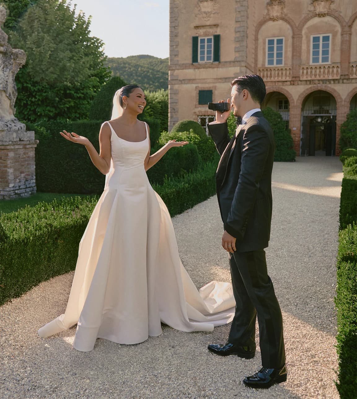 Trieu films Noorie Ana in the gardens outside Villa Centinale