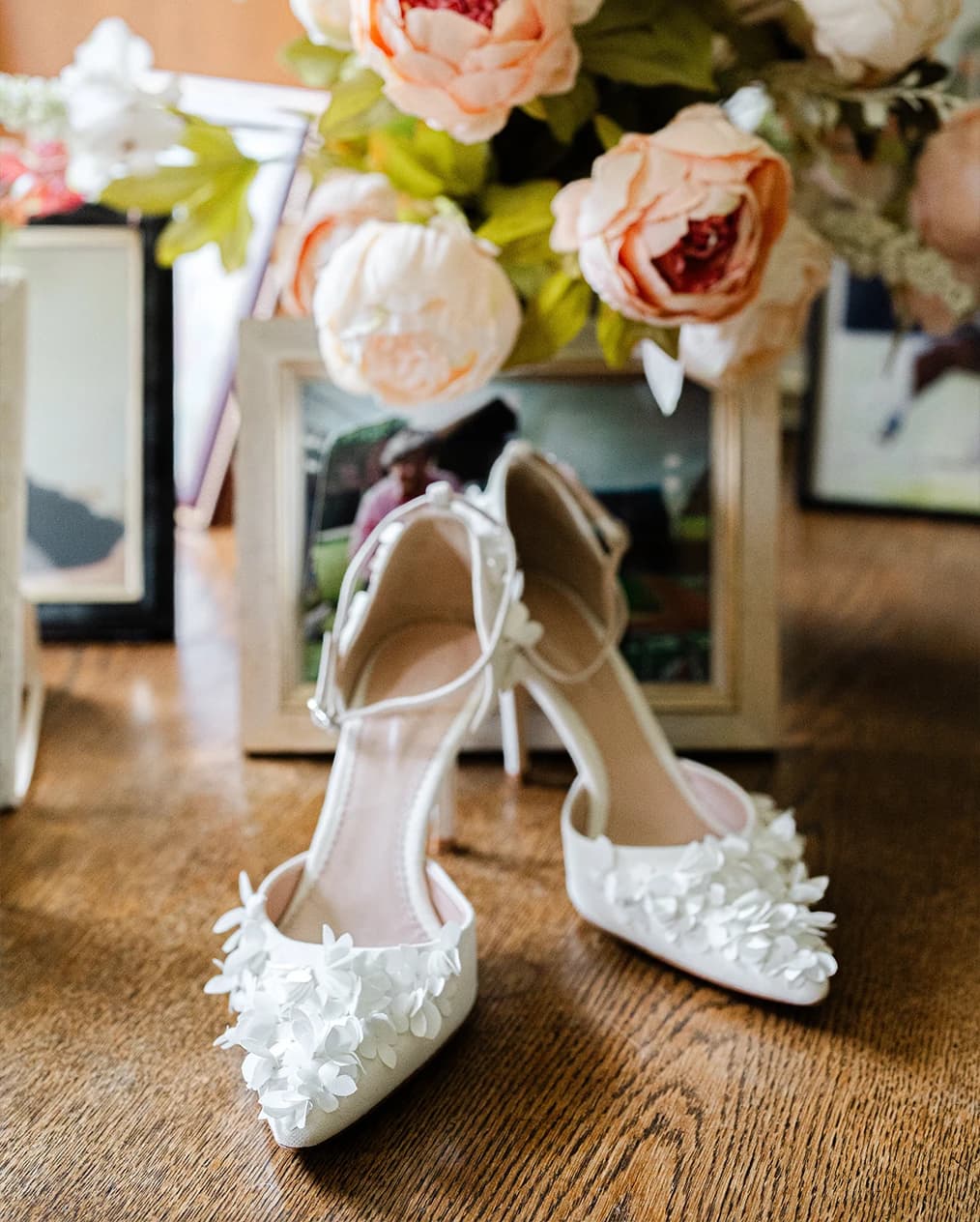 Emmy London wedding shoes with 3D flowers