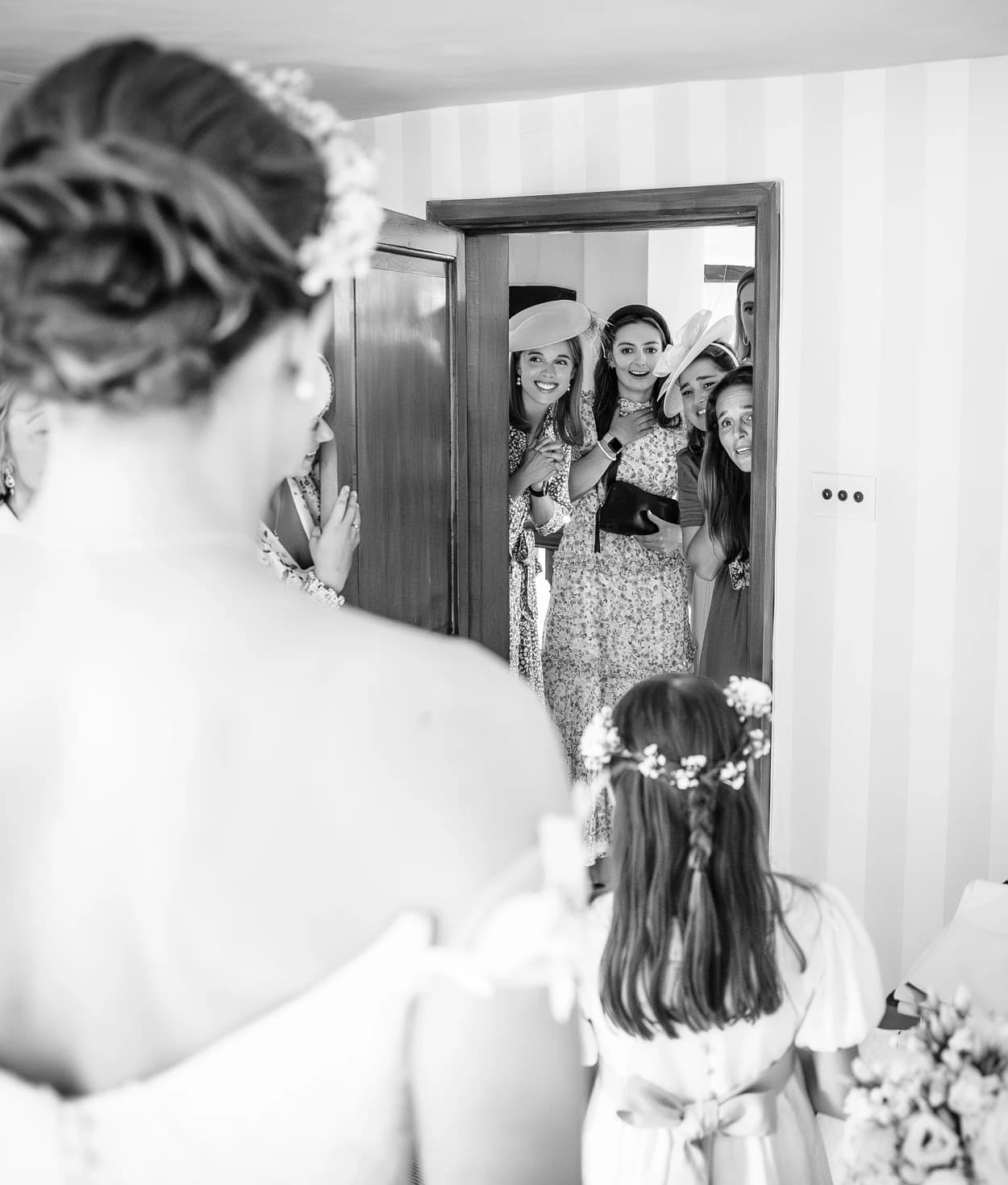 Bridesmaids see bride for the first time