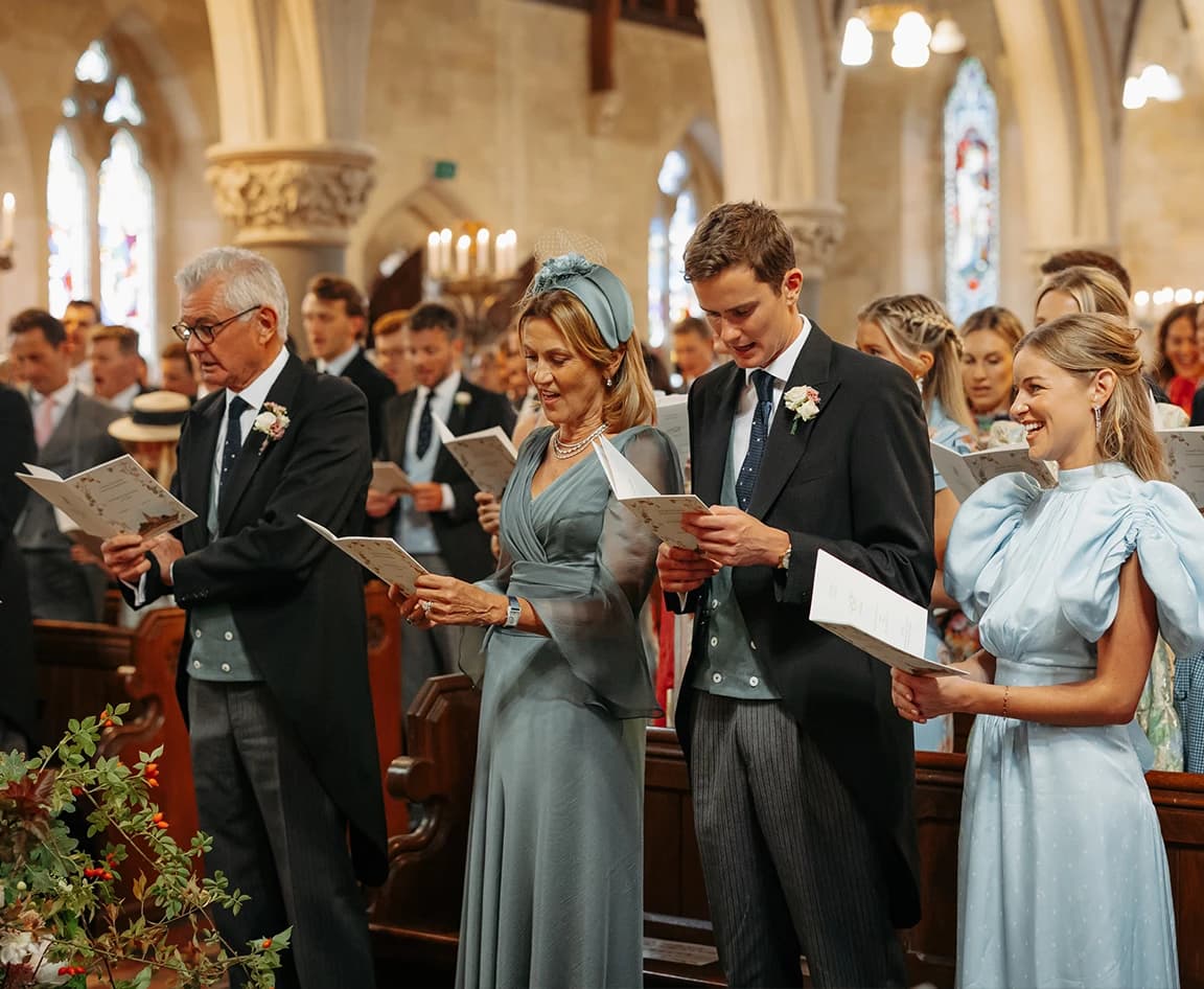Wedding guests in church