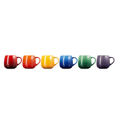 Image showing the Stoneware Set of 6 Coupe Mugs, Rainbow product.