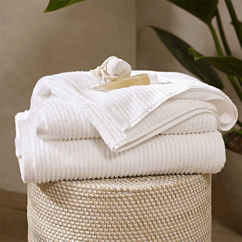 Super Soft Pure Cotton Ribbed Bath Sheet, White