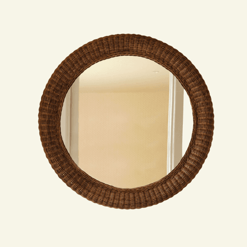 Image showing the Polly Round Rattan Mirror, Teak product.