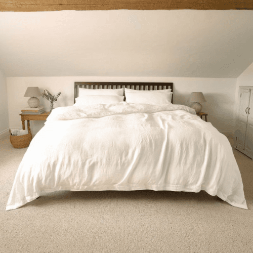 Image showing the Linen Double Duvet Cover, White product.