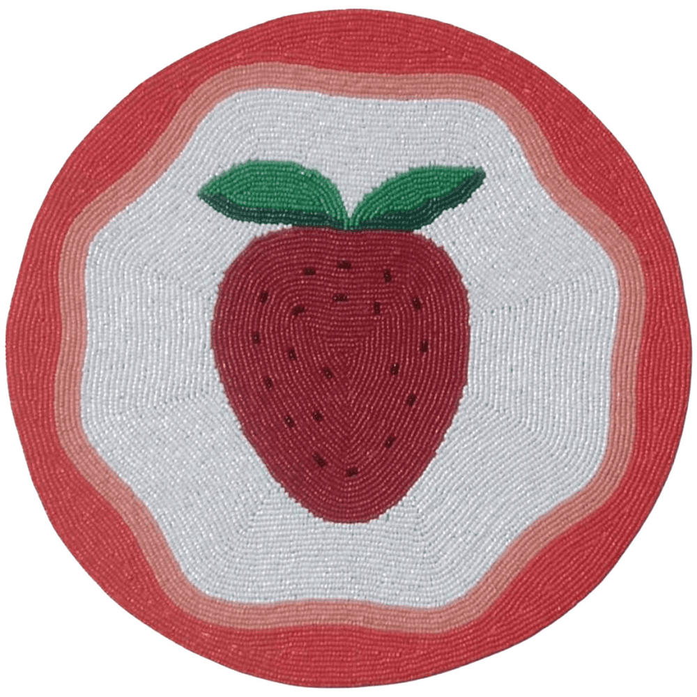 Strawberry Set of 2 Beaded Placemats, Red