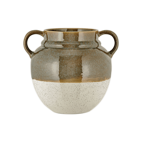 Image showing the Inha Reactive Glaze Vase, Dark Olive & Natural product.