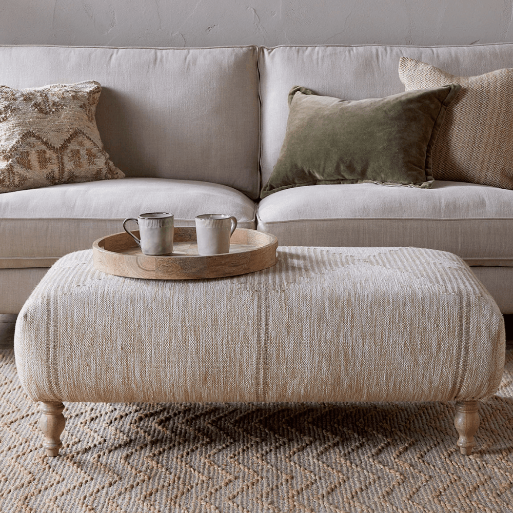 Aranya Upholstered Ottoman, Natural
