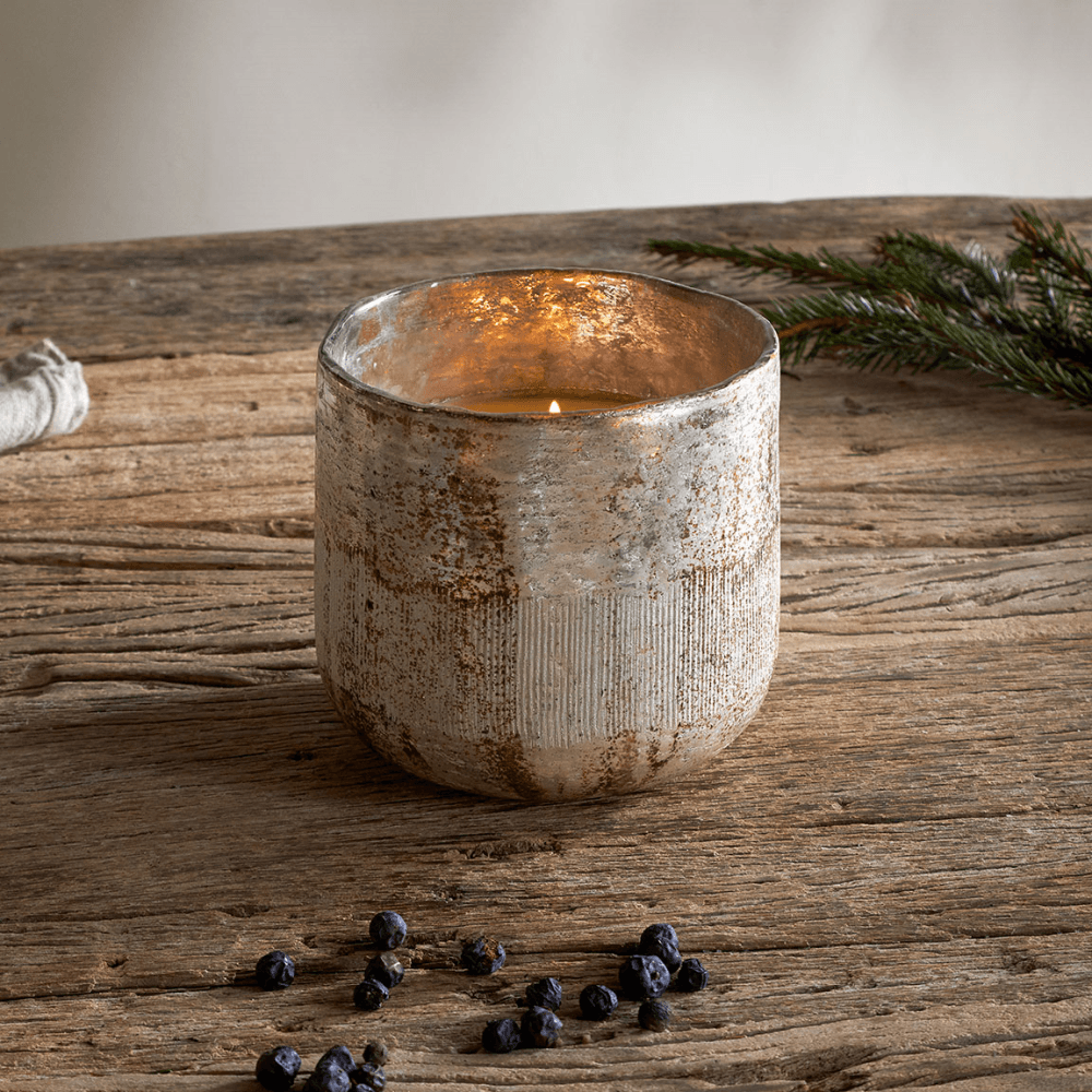 Juniper & Fir 3 Wick Scented Candle, Antique Gold