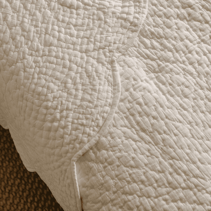 Nina Scalloped Quilted Cotton Bedspread, Double/ King, White