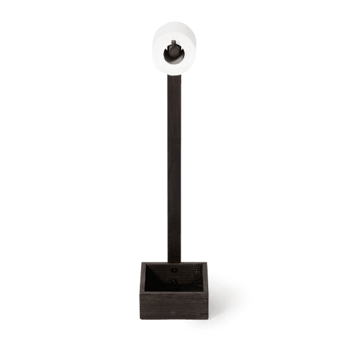 Image showing the Mezza Freestanding loo roll holder, H60 x W20 x D15cm, Dark Brown product.