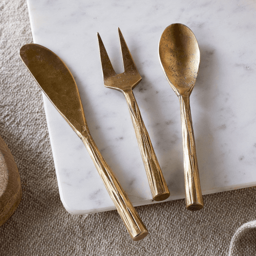 Image showing the Roda Serving Set, Antique Brass product.