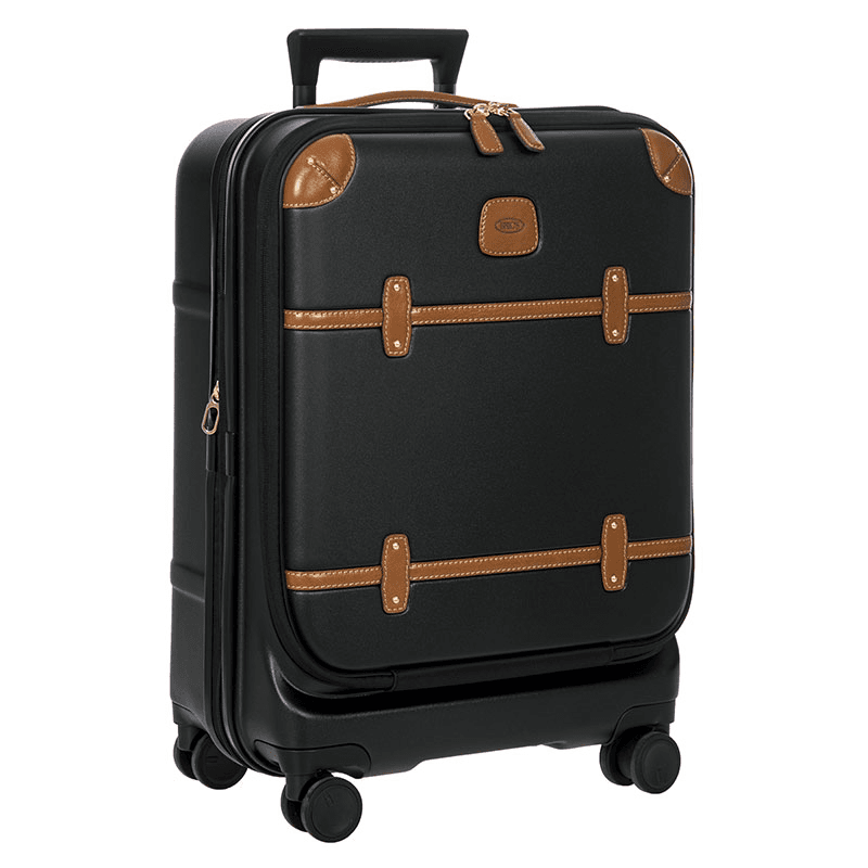 Bellagio Carry-On Suitcase with Front Pocket, H55 x L38 x W23/27cm, Black