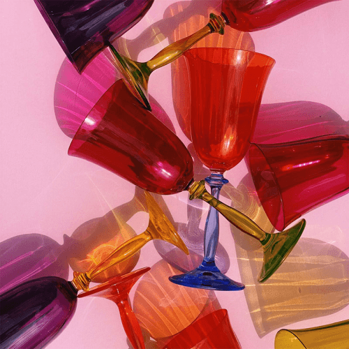 Image showing the Colourblock Set of 4 Wine Glasses, Multi product.