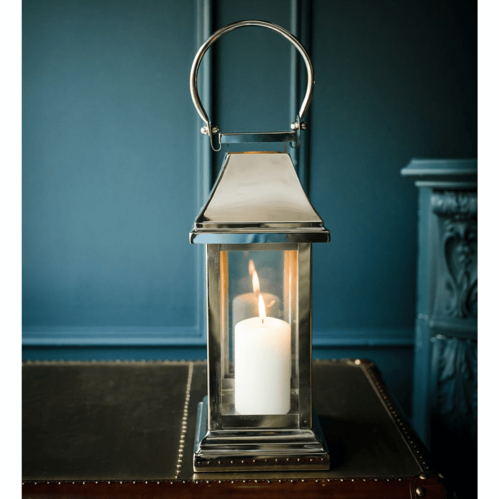 Station Lantern, H40.5 x W15 x D15cm, Clear/Silver