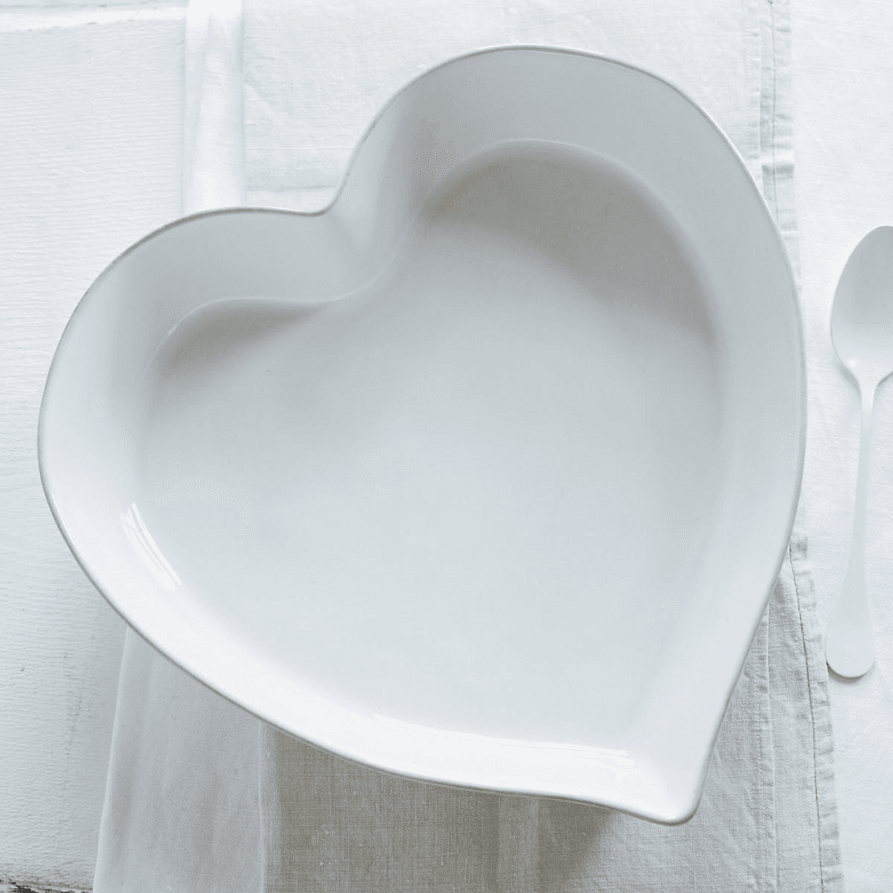 Porto Heart Stoneware Oven Dish, White