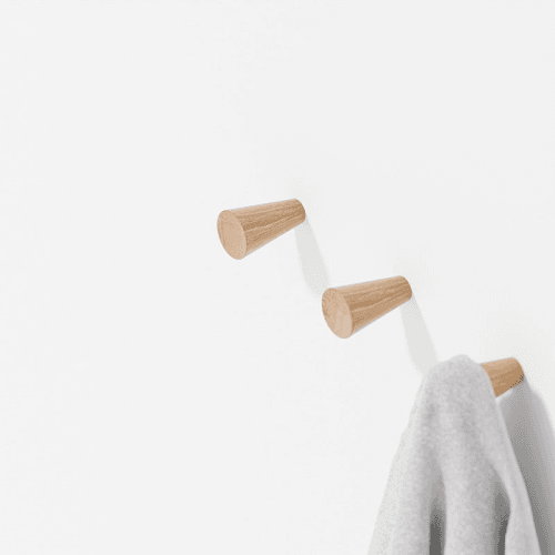 Image showing the Slimline Pair of Wall Hooks, Oak product.