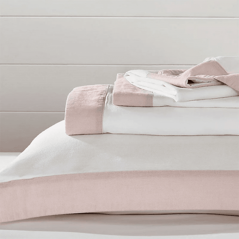 Portobello Double Flat Sheet, White/Petal