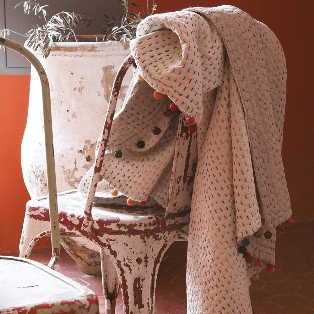 Gastounet Throw, 180 x 180cm, Grey/White/Blue/Pink
