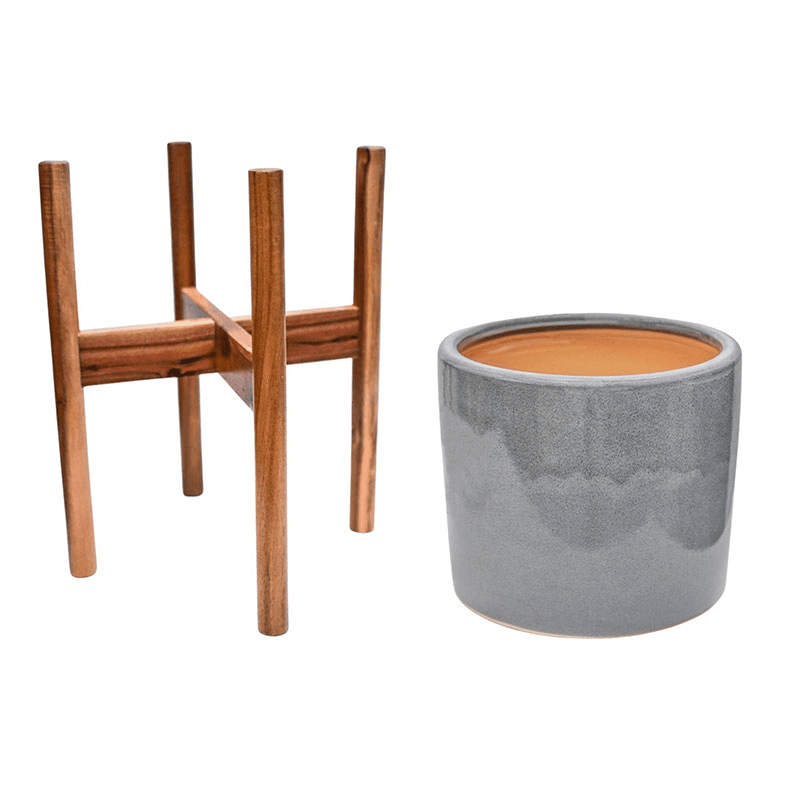Anzio Planter with stand, D24cm, Warm Grey