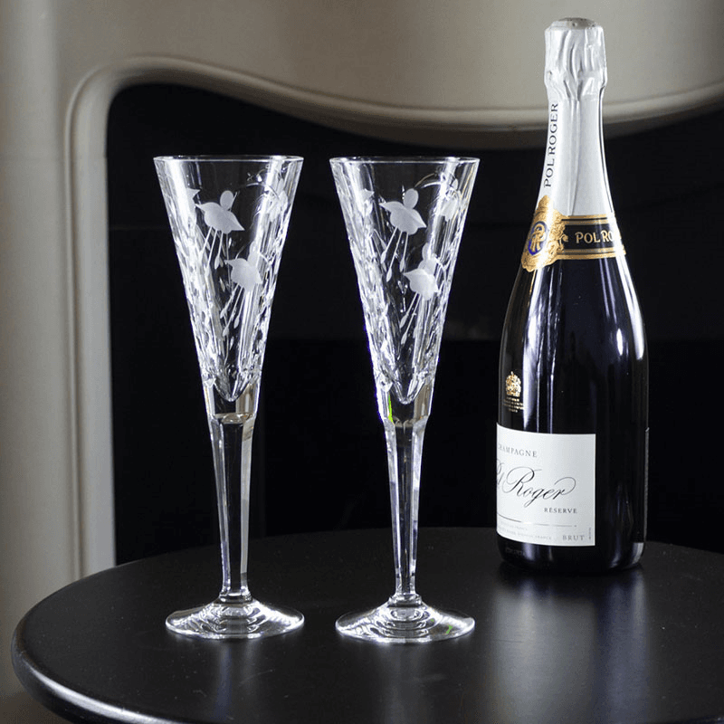 Catherine Set of 2 Champagne Flutes, Clear
