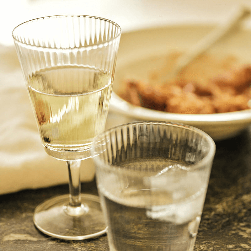 Fluted Set of 4 Wine Glasses, 260ml, Clear