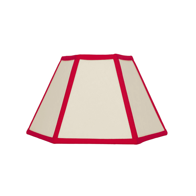 Hexagon Linen Lampshade, 10", Cream/ Red Trim
