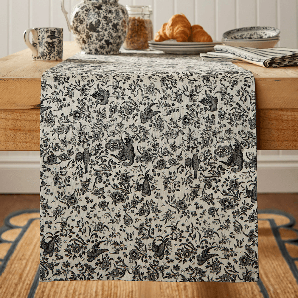 Regal Peacock Table Runner, Charcoal