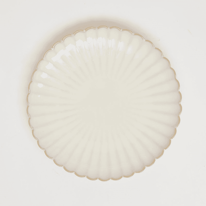 Scallop Shell Set of 4 Bread Plates, D26cm, Oat
