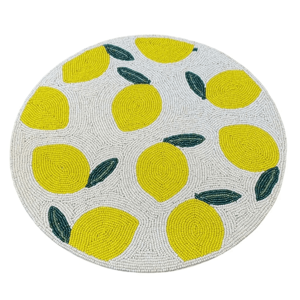 Lemon Set of 2 Beaded Placemats, Yellow