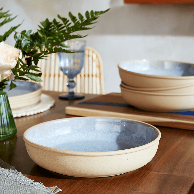 Minerals Set of 4 Low Bowls, Aqua
