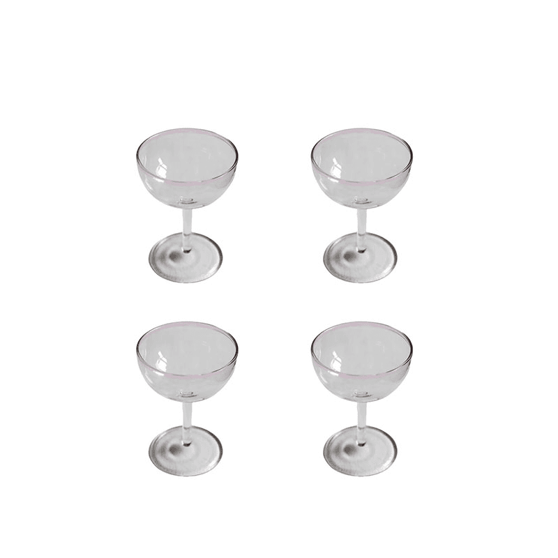Set of 4 Coupes, Rose Pink