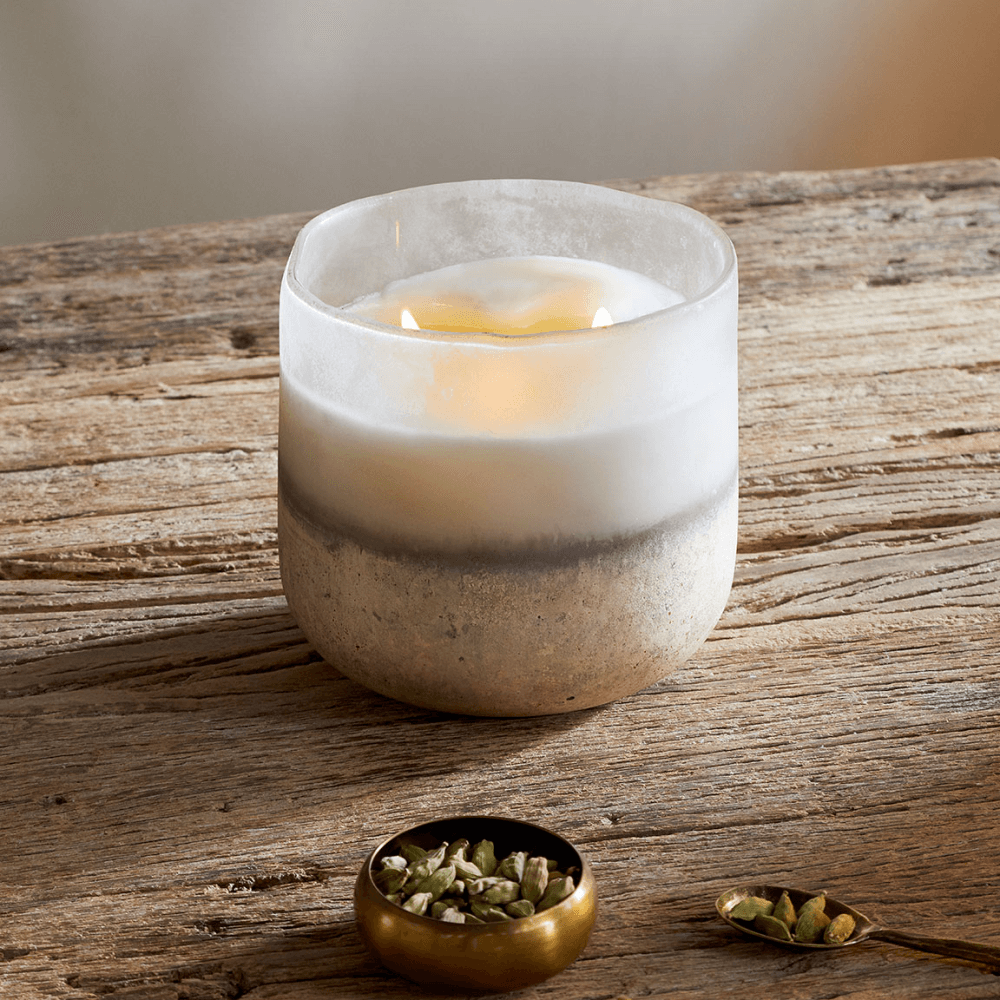 Cardamom & Amber 3 Wick Scented Candle, Aged Smoke