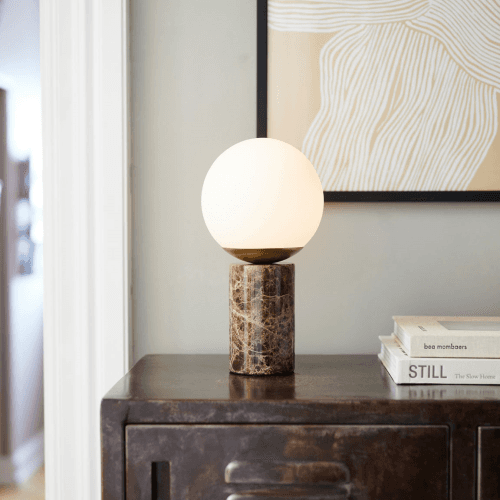 Image showing the Lily Marble Table Lamp, H28cm, Brown product.