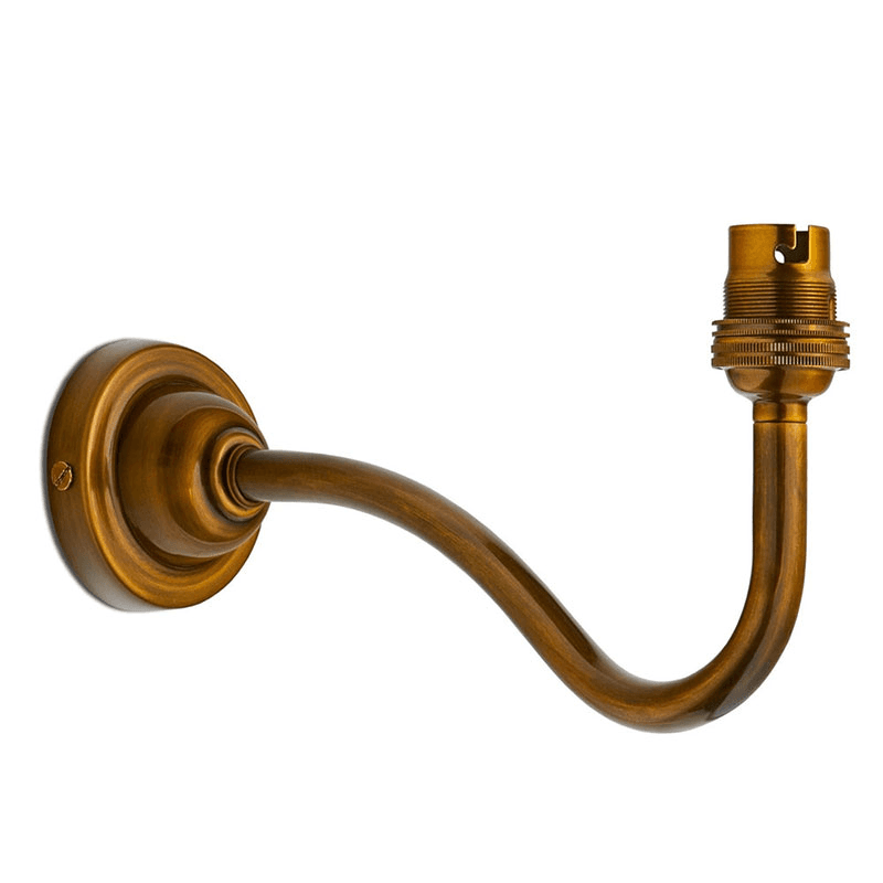 Swan Neck Wall Light Fitting, Antiqued Brass