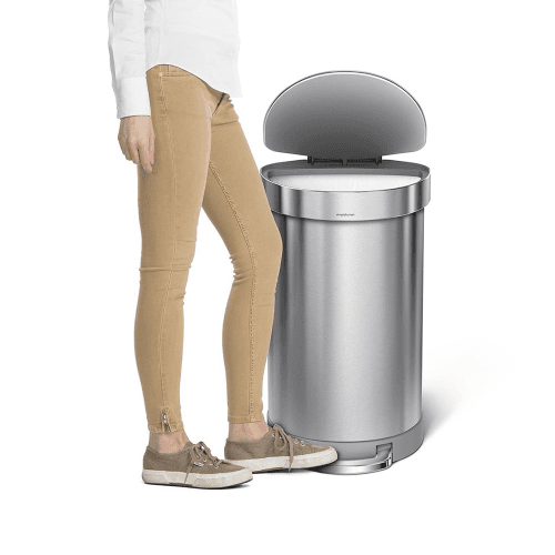 Image showing the Semi round pedal bin, H67cm - 45 litre, Brushed Stainless Steel product.