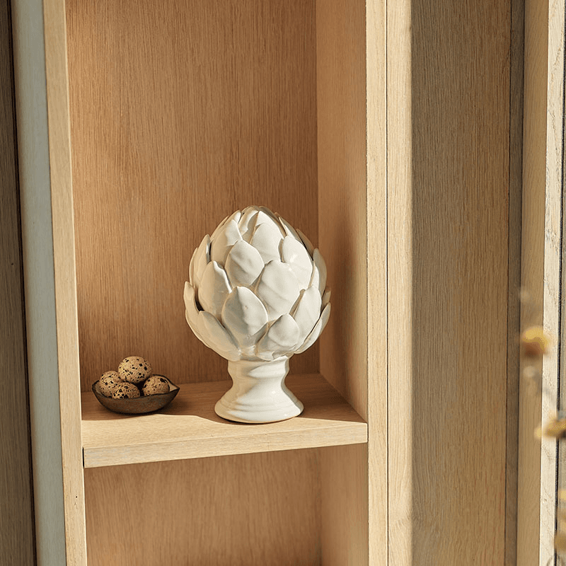 Ceramic Artichoke On Stand, White