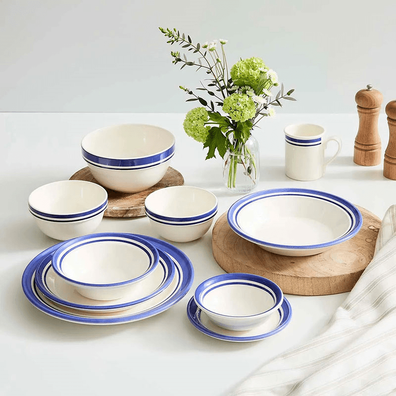 Potter's Stripe Set of 4 Soup Plates, Blue