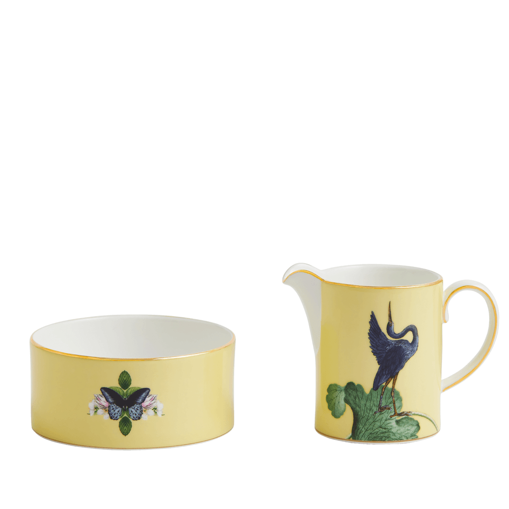 Wonderlust Waterlily Sugar & Creamer Set, Yellow/Floral