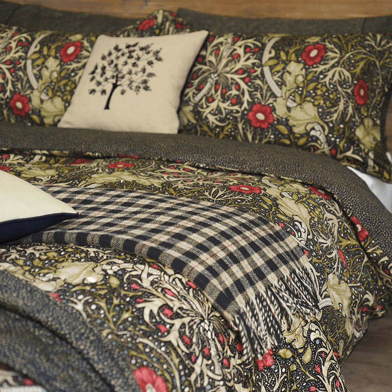 Morris Seaweed Duvet Cover Set, Double, Black