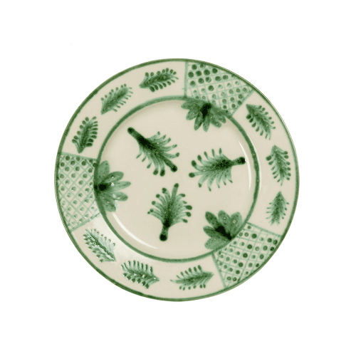 Image showing the Palm & Fern Set of 4 Dinner Plate, Green product.