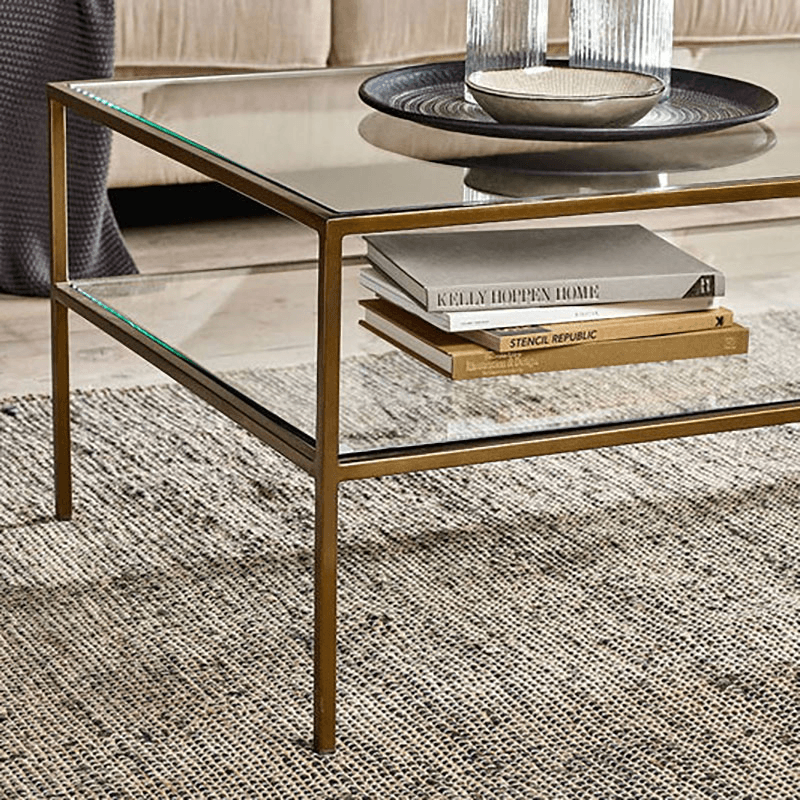 Nakuru Iron & Glass Coffe Table, Brass